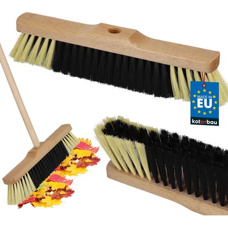 KOTARBAU® Balai Brosse - sans Manche - 35 cm - Marron - Balai Cantonnier - Brosse pour Terrasse Poils Durs - Bois de Hêtre & Nylon - Brun Noir Naturel