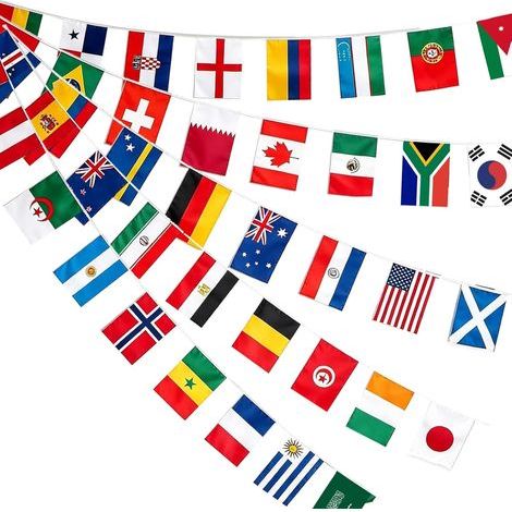 48 Drapeaux du Coupe du Monde, 48 Drapeaux du Coupe du Monde Football 2026 Bunting Double Face en Tissu Polyester Guirlande pour Décor Football Fans Bar Jardin Clubs Sportifs (1/5)