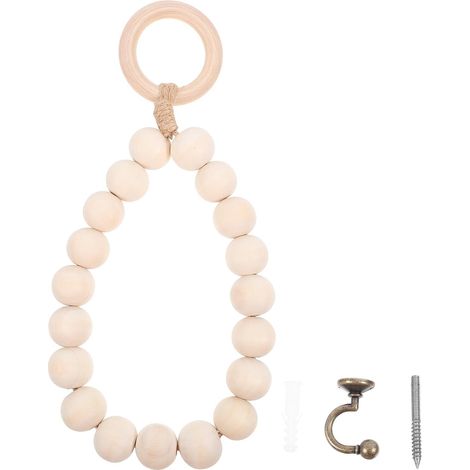 Porte-Serviettes Résistant à Rouille Mural en Bois Perles Rondes pour Organiser Torchons et Serviettes Pratique pour Salle de Bain et Cuisine (1/5)
