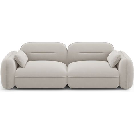 Canapé modulable 3 places en velours beige clair (1/5)