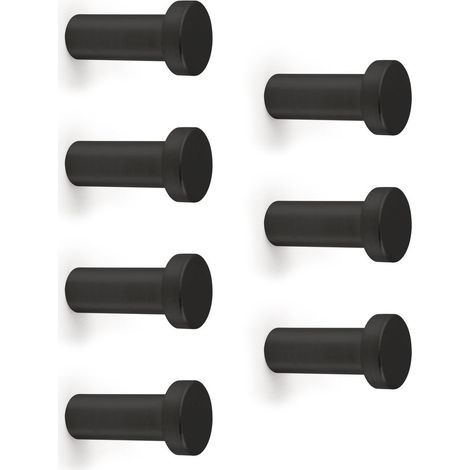 Emuca Lot de 7 crochets muraux Wellington, Zamak, Peint en noir