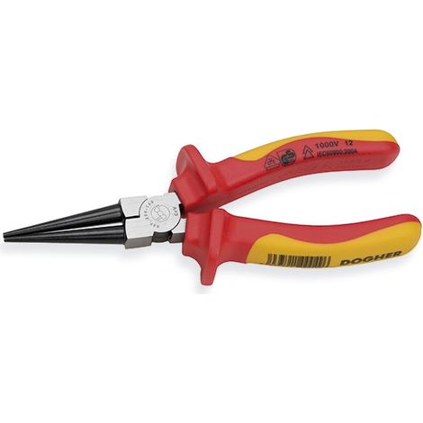 Pince à bec rond isolée, VDE 1000V, 160 mm  DOGHER 254-160