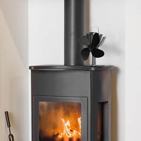 51241 vidaXL Heat Powered Stove Fan 4 Blades Black (1/5)