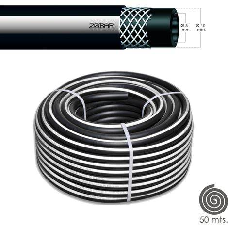Manguera Aire Comprimido Negro 6x14mm. 20 bares Rollo 50 metros