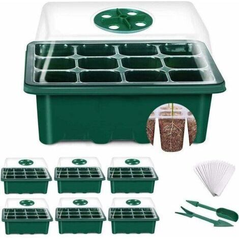 Alovez - Mini Serre pour Plantes, XU, 6 Pièces 72 Cellules Intérieure Plateau Semis Bac à semis Pépinière Boîte de Culture avec Couvercle et Ventilation Durables - (1/4)