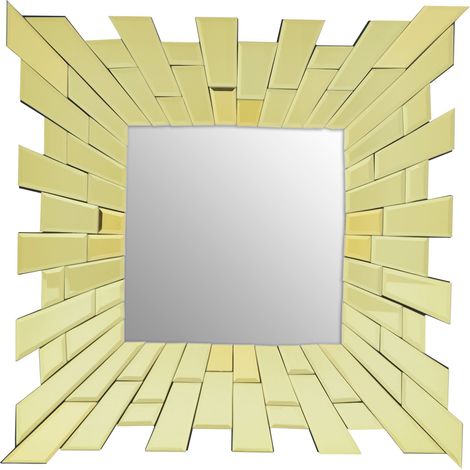 Premier Housewares Wall Mirror Bathroom / Bedroom / Hallway Wall Mounted Mirrors With Matte Gold Finish / Minimalistic Square Mirrors For Living Room 1 x 60 x 60 (1/5)