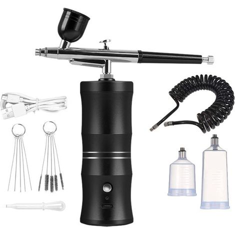Airbrush-Set mit Kompressor, 34 PSI Druckluftpistole, wiederaufladbar, tragbar, kabellos, mit 0,4-mm-Düse zum Malen und Nageldesign (1/5)