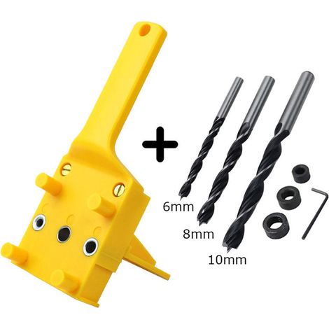 Localizzatore di foratura per collegamento di assi di legno, localizzatore di fori dritti giallo, set da 8 pezzi (1/5)