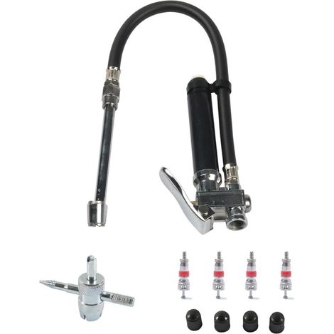 Gonfleur de pneu 30,5 cm Manomètres flexibles 20–120PSI 1/4NPT OffsetDouble tête Remplissage de pneu avec tuyaux (1/5)