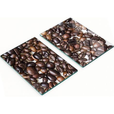 Juego de dos tablas de cocina decorativas de vidrio con forma de granos de café, 2 x 40 x 52 cm. (1/5)