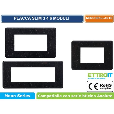 ETTROIT AN87424 Placca Slim Sottile 4P colore Nero brillante lucido Compatibile Con Bticino Axolute Air (1/4)