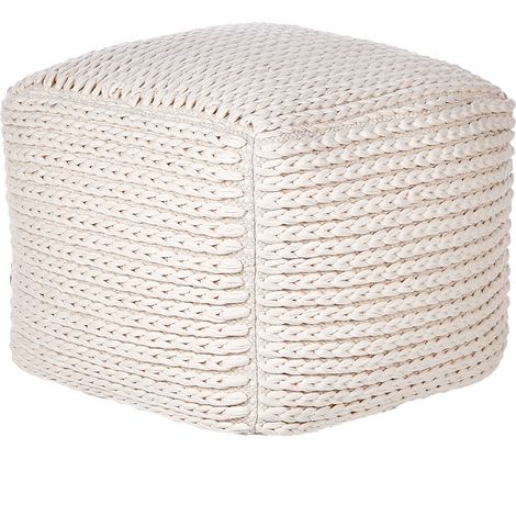 Puf de algodón cuadrado con relleno color Beige claro 50 x 35 cm Daman