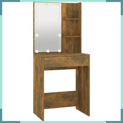 Coiffeuse - 820442 - Chêne fumé - Avec LED - 60 x 40 x 140 cm (1/5)