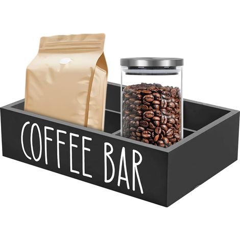 Organiseur de bar à café - station de café en bois avec séparateurs (1/5)