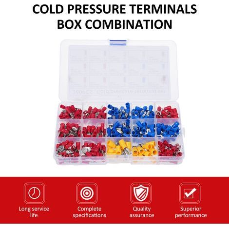 Cold pressure terminal set, electrical wire connectors, insulated crimp terminals, mixed assortment kit (1/5)