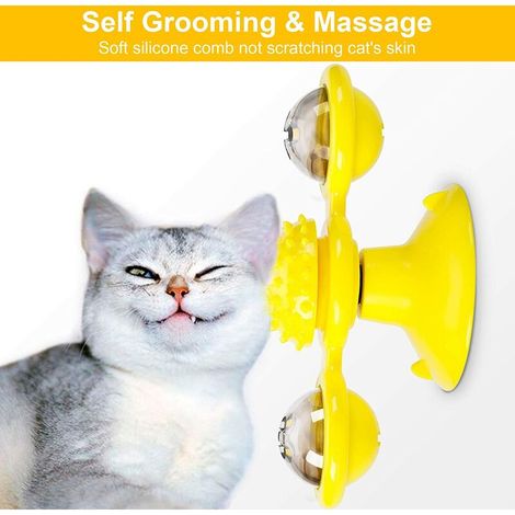 1pc jouet interactif pour chat, convertisseur de CD multifonctionnel, moulin à chat, jouet pour chat, gratter, démangeaisons, animal de compagnie, jouet de jeu amusant-jaune (1/4)