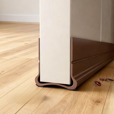 Burlete autoadhesivo para puertas - Tira aislante para el hogar - Sistema de doble sellado - 93 cm de longitud - Marrón (1/5)