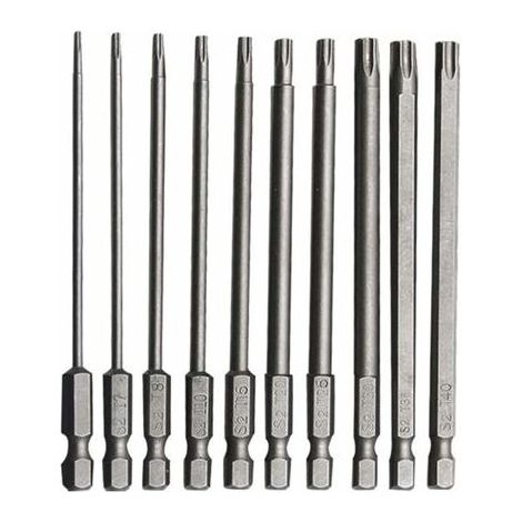 10-teiliges langes Torx-Bit-Set aus Chrom-Vanadium-Stahl, 75 mm, rostfreies langes Schraubendreher-Bit-Set für elektrische Bohrmaschinen, Schraubendreher und Wartungswerkzeuge