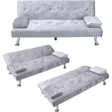 Sofa Bed 3 Seater with Upholstered Seat and Wooden Legs Sofa Couch Living Room/Spare Room/Guest Room (Cloth, Grey) (1/5)