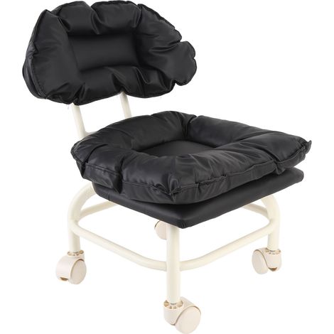 Tabouret bas universel à roulettes, mini tabouret pivotant noir, idéal pour la maison, le salon ou le garage. (1/5)