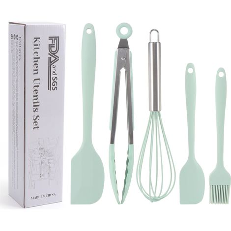 Lot de 5 Spatules en Silicone – Ustensiles de Cuisine Antiadhésifs pour Pâtisserie et Gâteaux DIY-x