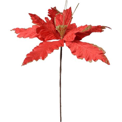 Plante artificielle étoile de Noël Poinsettia décoration de fête en plastique rouge 34 x 48 cm - PANGIVO