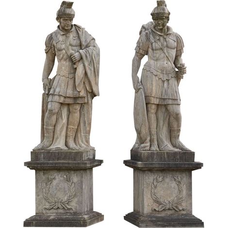 Pair of centurions in Stone with Base L80xPR60xH280 cm