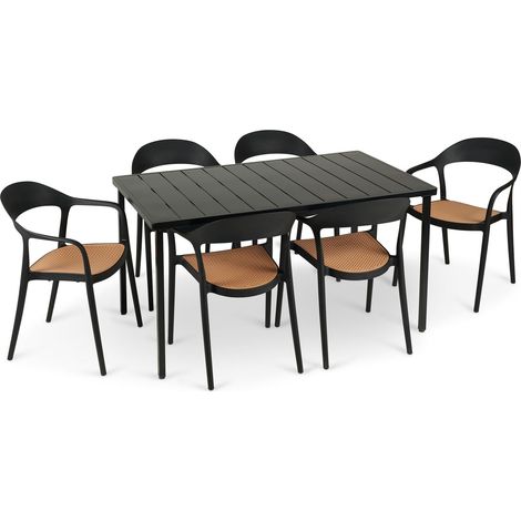 Ensemble table et chaises LAVANDA 7 p. Noir (1/5)