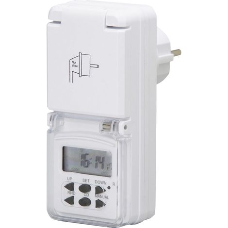 Wochenzeitschaltuhr mini 1.800 W mit Schutzabdeckung digital, weiß, IP44 Zeitschaltuhren (1/2)