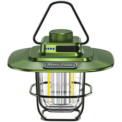 Lanterne de camping LED rechargeable par USB,Lampe de tente rétro à intensité variable,Lampe de camping chaude,Lanternes de camping,Pour la randonnée, les urgences et la pêche [Classe énergétique A+++ (1/5)