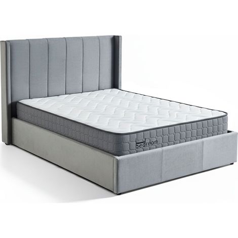 Pack Lit-coffre Magorial + Matelas Bedream 140x190cm Velours Gris