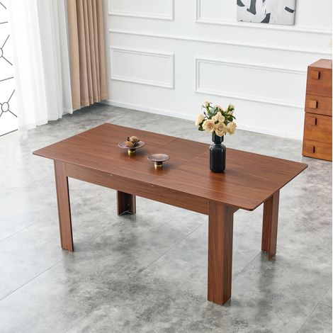 MEUBLIV Table à manger extensible 220x89x77 cm noyer – 2 abattants (1/5)