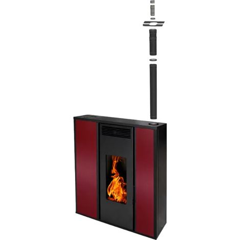 Pack Poêle à granules TESSA 10 kW Etanche Concentrique sur le dessus + Kit Conduit Vertical 80/125 - (1/5)