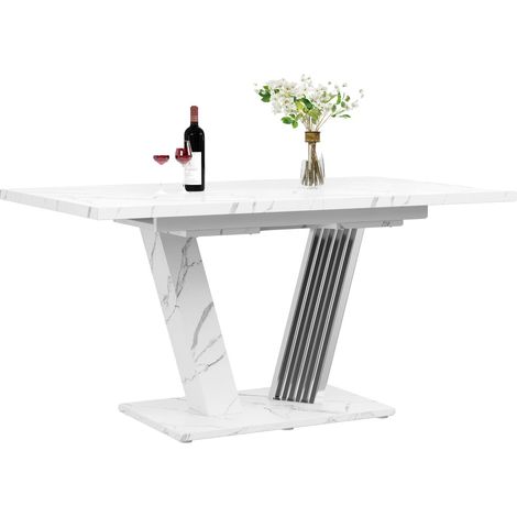 Table à manger, design moderne, fonctionnalités extensibles gain de place, blanc (1/2)