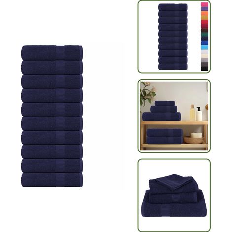 vidaXL Handtücher 10 Stk. Marineblau 50x100 cm 360 g/m² 100% Baumwolle (1/5)