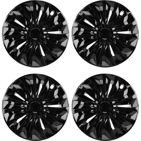 4 pièces enjoliveurs de roue 14 pouces montage à clipser Design élégant universel pour pneus de voiture R14 noir. (1/4)