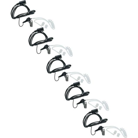 vhbw 5x Headset earpiece compatible with Yaesu Vertex VX-230, VX-146, VX-140, VX-180, VX-130, VX-160, VX-210A Radio Walkie Talkie, acoustic tube