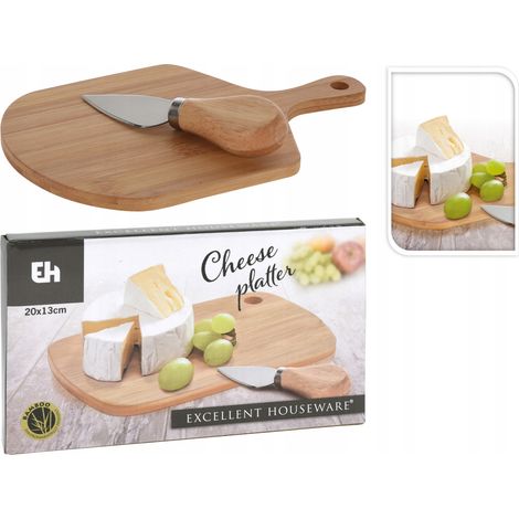 Tagliere in bambù per formaggi con coltello, 12 x 20 cm (1/4)