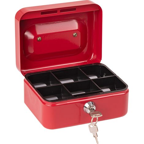 Geldkassette Kasse Schatulle Geldschrank Metall Sparkassette DKG 150 rot (1/4)