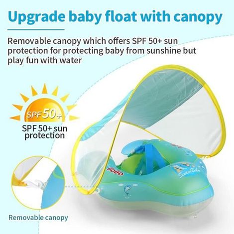 Flotteur de Piscine pour bébé avec auvent Anneau de Flotteur Gonflable pour bébé avec auvent de Protection Solaire Flotteur (1/4)