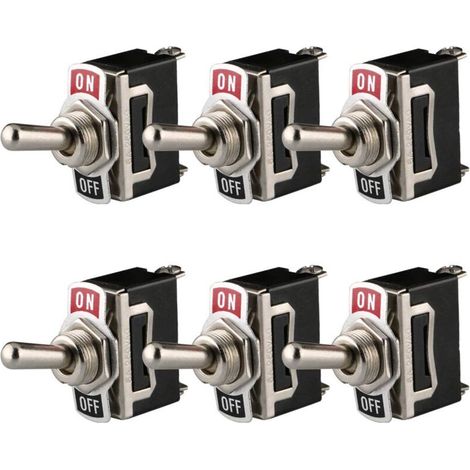 Interrupteur à Bascule 12V-24V-48V-110V/10A, 220V-230V/6A, SPST ON/OFF 2 Positions 2 Broches, pour Voiture Tableau de Bord Lumière (Pack de 6, Noir) (1/5)