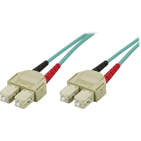 Jarretière fibre optique OM3, SC-SC, duplex, multimode, 50/125, 3 m, pour liaison et raccordement de réseau fibre optique (1/3)