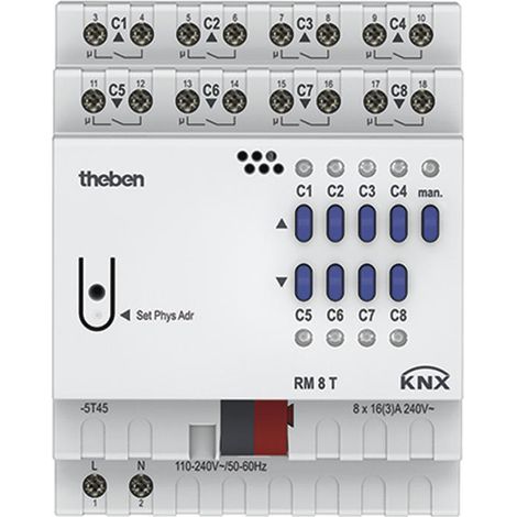 Theben KNX Attuatore di Comando per Tenda Nera 8 Canali 4 Tende