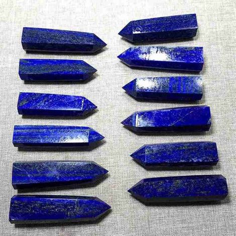 2X Colonne de Cristal Naturel de Lazurite Colonne de Cristal de Lazurite Colonne Hexagonale Décoration 5-6cm Bleu,2 x Lapis-lazuli (1/5)
