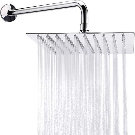 Knob of shower high pressure, large knob square in stainless steel 304 with tube of 30 cm, knob of shower fixed for bathroom, saving of water (1/5)