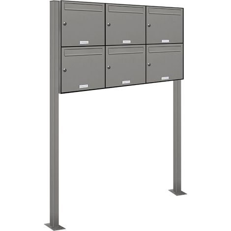 6er Premium Standbriefkasten RAL 9007 freistehend Postkasten Ständer 3x2 (1/5)