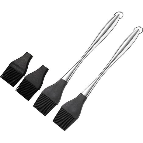 Set mit 2 Silikon-Grillbürsten, Edelstahlbürste mit Silikonborsten, 30 cm (11,8 Zoll)