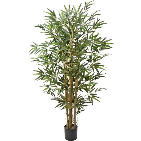 Kunstbaum Bambus Basistopf Echtholzstamm Sichtschutz Grün 121.9 cm (1/5)