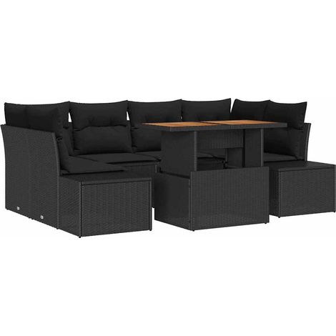 Maison Exclusive - Ensemble de canapé de jardin 7 pcs Noir Poly rotin (1/5)