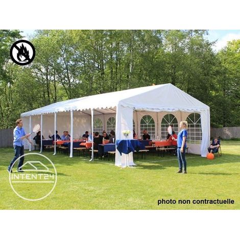 TOOLPORT 5x10m tente de réception, PVC 800 N anti-feu, H. 2m, blanc (1/3)
